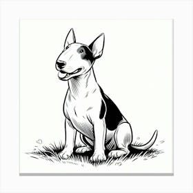 Line Art bull terrier dog 2 Canvas Print