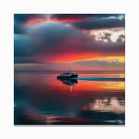 Boat At Sunset Canvas Print