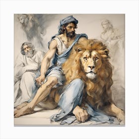 Lion And The Man Canvas Print