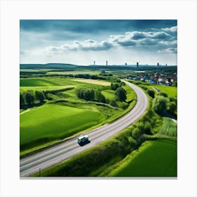 Nature Transportation City Summer Highway Expressway Grass Hill Traffic Country Up High G (6) Canvas Print