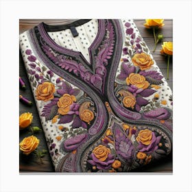 Embroidered dress for girls Canvas Print