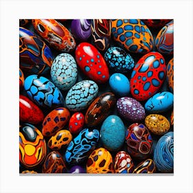 Colorful Eggs By Person Canvas Print