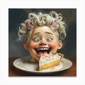 Girl Eating Pie Canvas Print