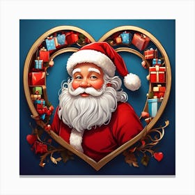 Santa Claus In Heart Canvas Print