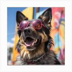 Dog Wearing Sunglasses Canvas Print
