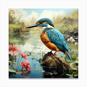 Kingfisher Perched By The River Canvas Print