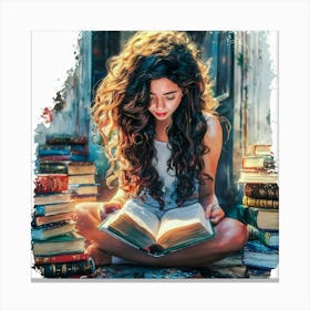 Girl Reading A Book 3 Canvas Print