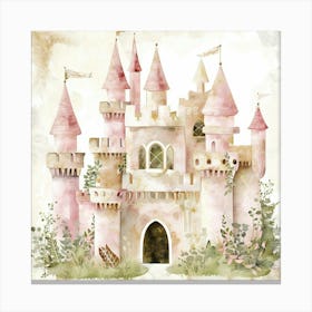 Fairytale Watercolor Castle Canvas Print