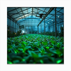 Bioluminescent Plants In A High Tech Greenhouse 1 Canvas Print