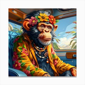 Hippy Chimp's Road Trip Canvas Print