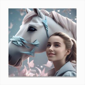 Girl With A Horse 1 Canvas Print