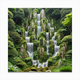 Waterfall In Japanese Garden Canvas Print