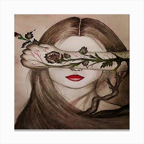 Girl With Flowers On Her Face Canvas Print