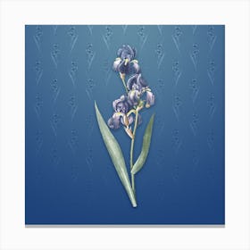 Vintage Dalmatian Iris Botanical on Bahama Blue Pattern Canvas Print