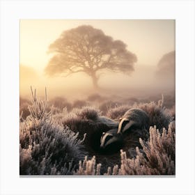 Badgers In Frost Canvas Print