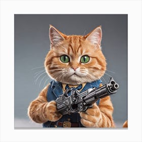 Cat With Gun 1 Canvas Print