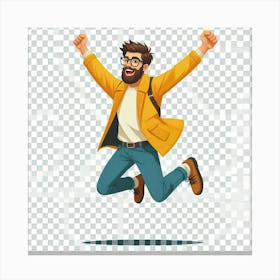 Happy Young Man Jumping Canvas Print