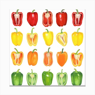 Repeat Pattern Pepper Square Canvas Print