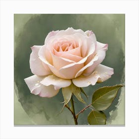 Pale Pink Rose On Grey 02 Canvas Print