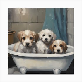 Puppies In A Tub 2 Canvas Print
