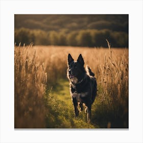 Dog In The Field Canvas Print