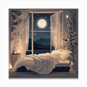 Moonlight Bedroom Canvas Print