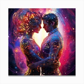 Couple In Space. Love And Mariage Psychedelic Body Art. Galactic Lovers: Psychedelic Body Art in the Space-Time Continuum Canvas Print