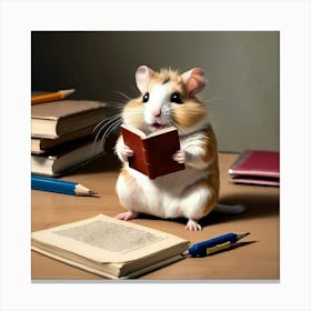 Hamster Reading A Book 4 Canvas Print