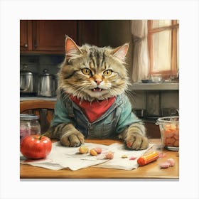 Cat In The Kitchen 1 Canvas Print