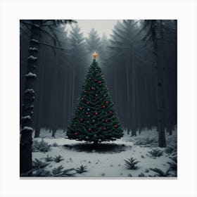 Christmas Tree In The Forest 10 Canvas Print