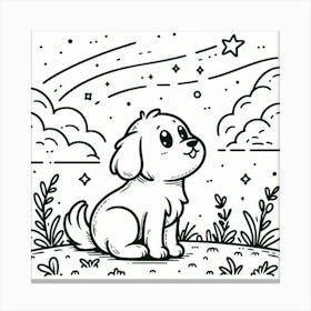 Line Art dog 2 Canvas Print