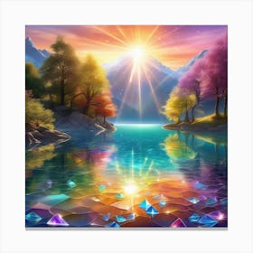 Rainbow Over A Lake 2 Canvas Print