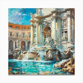 Trevi Fountain Oil Painting 2 Canvas Print