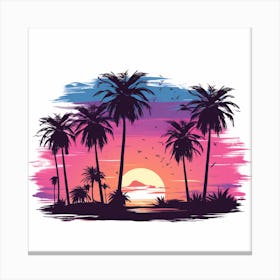 Sunset Palm Trees Canvas Print