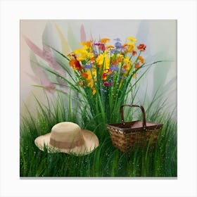 Hat And Flowers 1 Canvas Print