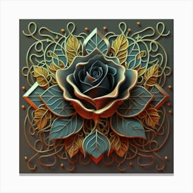 Stylized and intricate geometric black rose 4 Canvas Print