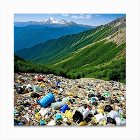 Mountain Pollution Garbage Trash Waste Debris Litter Rubbish Environment Ecological Crisis (13) Canvas Print