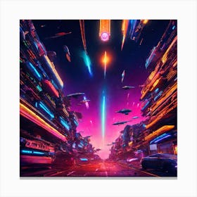 Futuristic Cyberpunk City Canvas Print