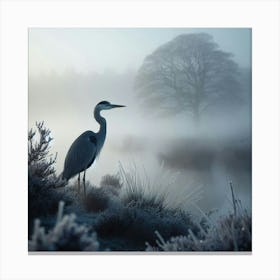 Heron In The Mist 4 Canvas Print