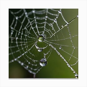 Spider Web With Water Droplets Canvas Print