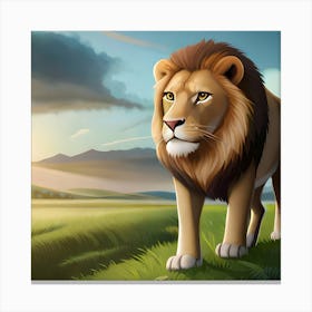 Lion In The Grass Canvas Print