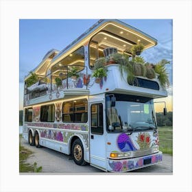 Bus With Plants On It Canvas Print