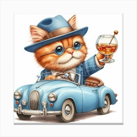 Cat In A Car 4 Canvas Print