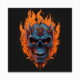 Skull In Flames 2 Canvas Print