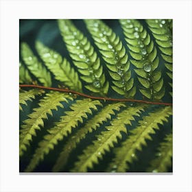 Fern Leaf With Raindrops Canvas Print