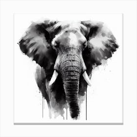 Elephant In Black And White 2 Canvas Print