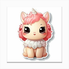 Cute Unicorn Sticker 4 Canvas Print