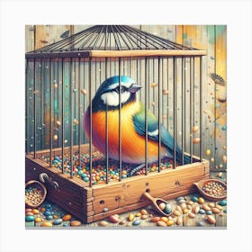 Bird In Cage 1 Canvas Print