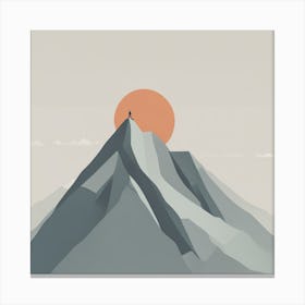 Man On Top Of A Mountain Canvas Print