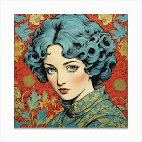 Woman With Blue Hair Canvas Print